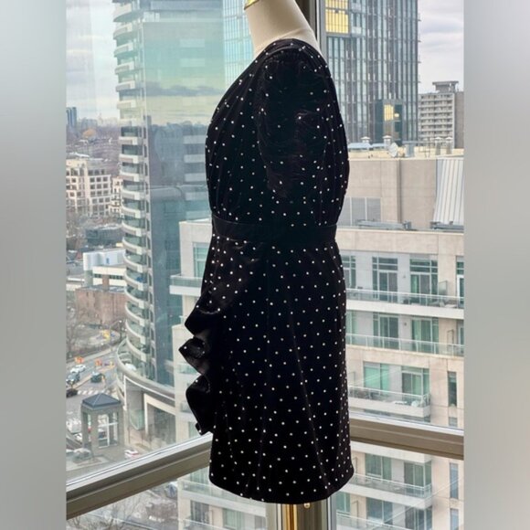🆕 SELF-PORTRAIT 🧿 NWOT Velvet Diamante One Shoulder Mini Dress, Sz UK 12 US 8 - Picture 9 of 16
